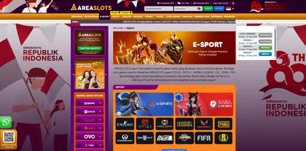 Areaslots esport betting turnamen game online