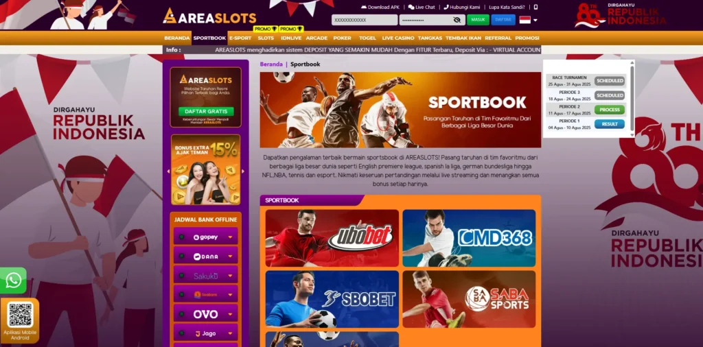Areaslots sportsbook taruhan olahraga online